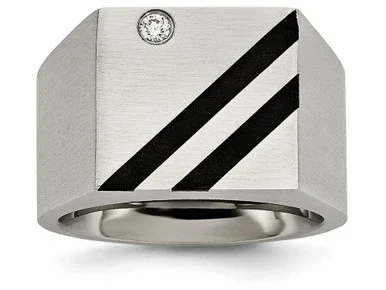 Chisel Stainless Steel Brushed Black Ip-plated CZ Ring SR398 – SR398Y11