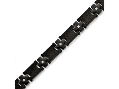 Chisel Stainless Steel Brushed/polished Black Ip-plated W/cz Bracelet SRB1409825Y