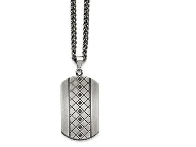 Chisel Stainless Steel Brushed W/black CZ Necklace SRN159222Y