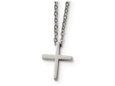 Chisel Stainless Steel Cross W/1.75in Ext Necklace