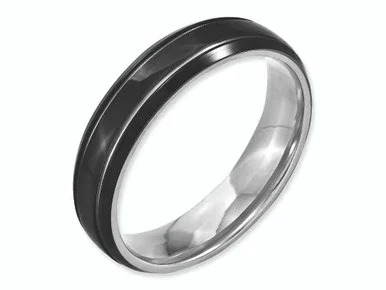 Chisel Stainless Steel Grooved and Polished 6mm Black Ip-plated Wedding Band SR148 – SR148Y65