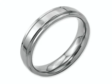 Chisel Stainless Steel Ridged-edge 5mm Polished Wedding Band SR100 – SR100Y12