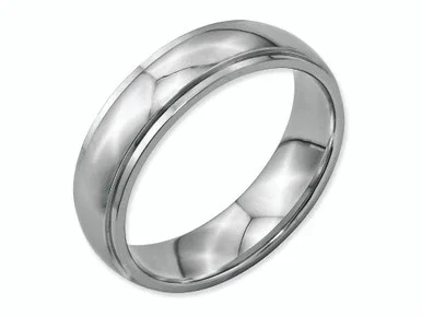 Chisel Stainless Steel Ridged Edge 6mm Polished Wedding Band SR35 – SR35Y10