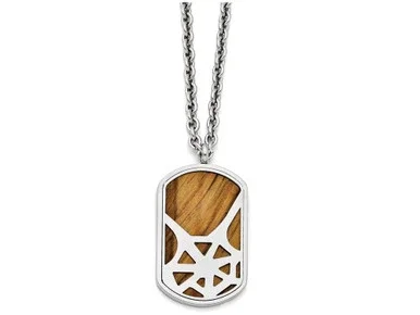 Chisel Stainless Steel Tigers Eye Polished Dog Tag Necklace