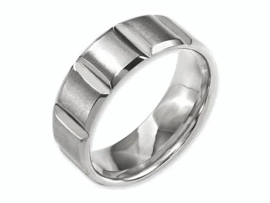 Chisel Titanium 8mm Grooved Satin and Polished Wedding Band TB324 – TB324K10