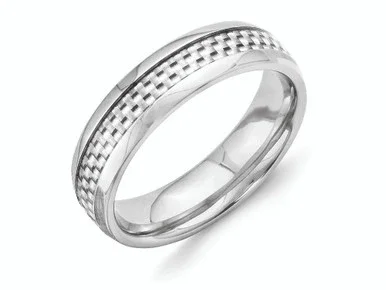 Chisel Titanium and Grey Carbon Fiber 6mm Polished Wedding Band TB388 – TB388K11