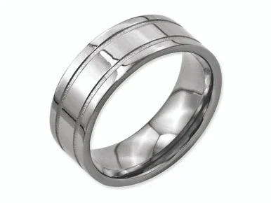 Chisel Titanium Grooved 8mm Brushed and Polished Wedding Band TB203 – TB203K125