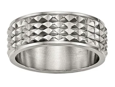 Chisel Titanium Polished Studded Ring TB451 – TB451K11
