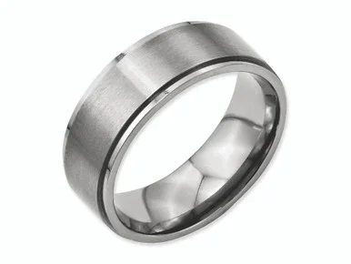 Chisel Titanium Ridged Edge 8mm Brushed and Polished Wedding Band TB198 – TB198K85