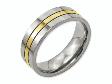 Chisel Titanium Yellow Ip-plated Grooved 7mm Polished Wedding Band TB176 – TB176K135