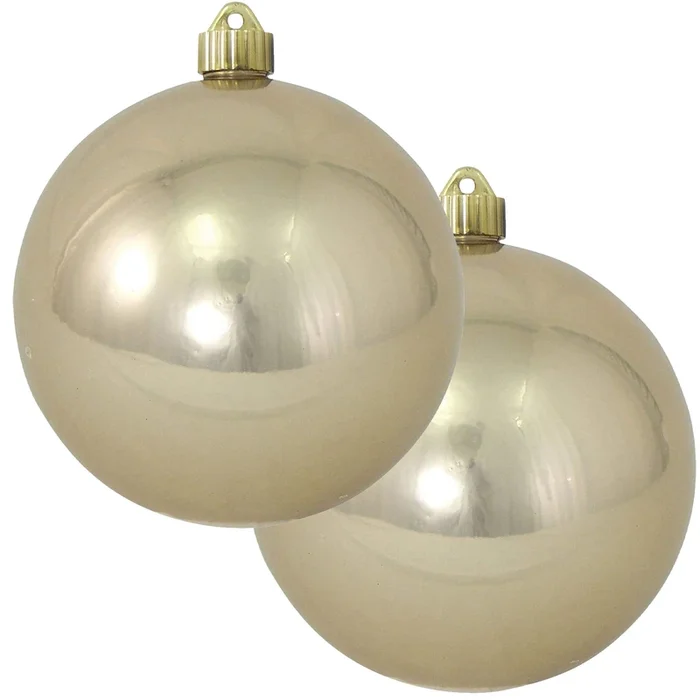Christmas by Krebs Champagne Shine 6 in Shatterproof Commercial Grade Christmas Ornament Set of 2