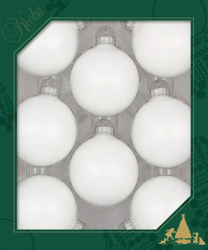 Christmas by Krebs Classic White 2.63 in Glass Christmas Tree Ornaments Set of 8