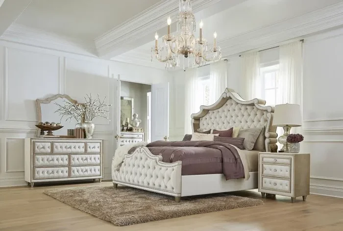Coaster Furniture – Antonella 5-Piece California King Bedroom Set Ivory – 223521KW-S5
