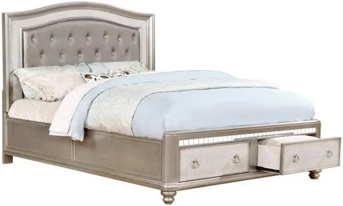 Coaster Furniture – Bling Game Metallic Platinum King Panel Storage Bed – 204180KE