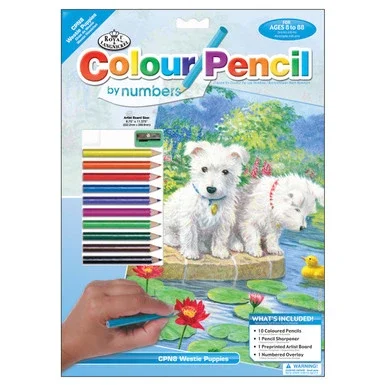 Color Pencil By Number Kit 8.75″X11.75″-Westie Pups