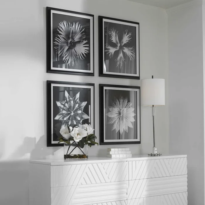 Contemporary Floret Framed Prints, Set of 4