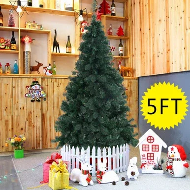 Costway 5Ft/6Ft/7Ft/8Ft Artificial PVC Christmas Tree W/Stand Holiday Season Indoor Outdoor Green – CM19721