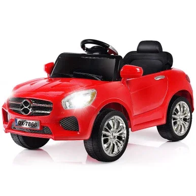 Costway 6V Kids Ride On Car RC Remote Control Battery Powered w/ LED Lights MP3 Red/Black