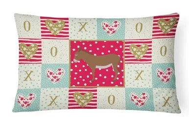 Cotentin Donkey Love Canvas Fabric Decorative Pillow