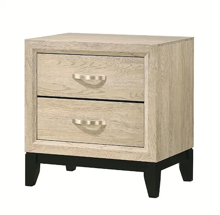 Crown Mark Furniture Akerson 2 Drawer Nightstand in Beige