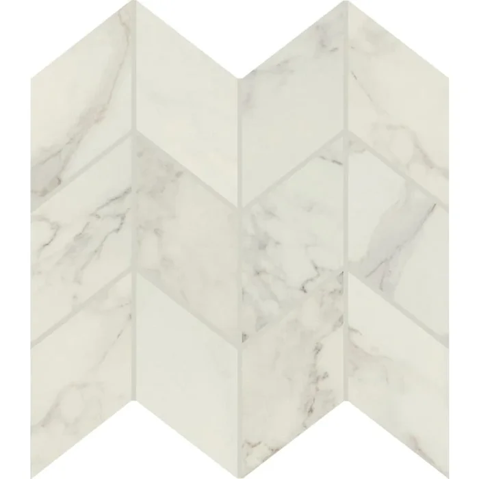 Daltile Famed – 3″ x 6″ Parallelogram Chevron Mosaic Floor and Wall Tile – Polished Marble Visual – Sold by Sheet (0.75 SF/Sheet)