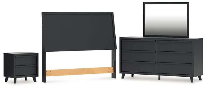 Danziar Queen Panel Headboard with Mirrored Dresser and Nightstand