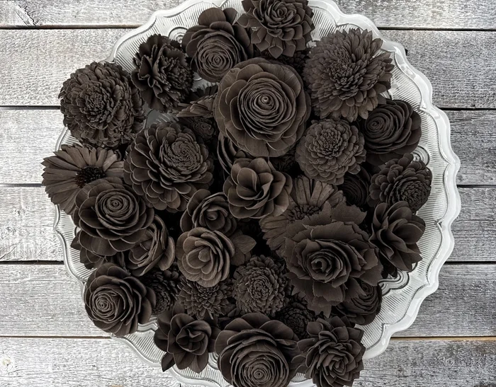 Dark Brown Dyed Sola Flowers – Pack of 12