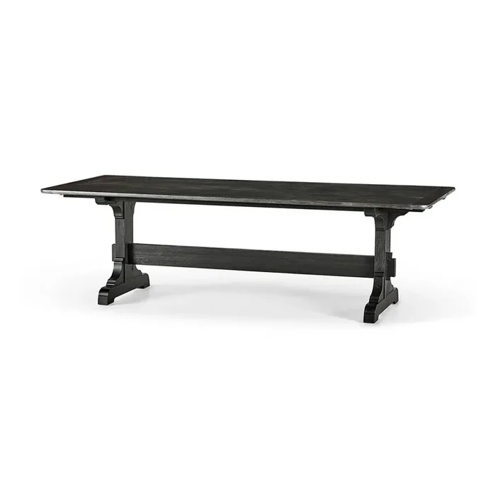 Dark European Ash Trestle End Dining Table