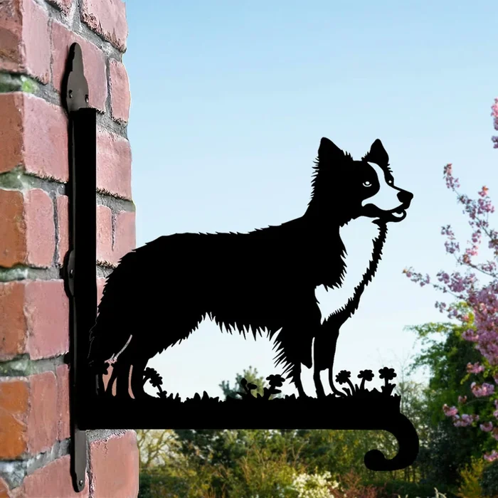 Deluxe Border Collie Metal Hanging Bracket Plant Stand
