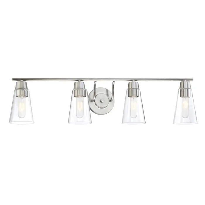 Designers Fountain Echo 4 Light Bathroom Fixture with Clear Glass Shades