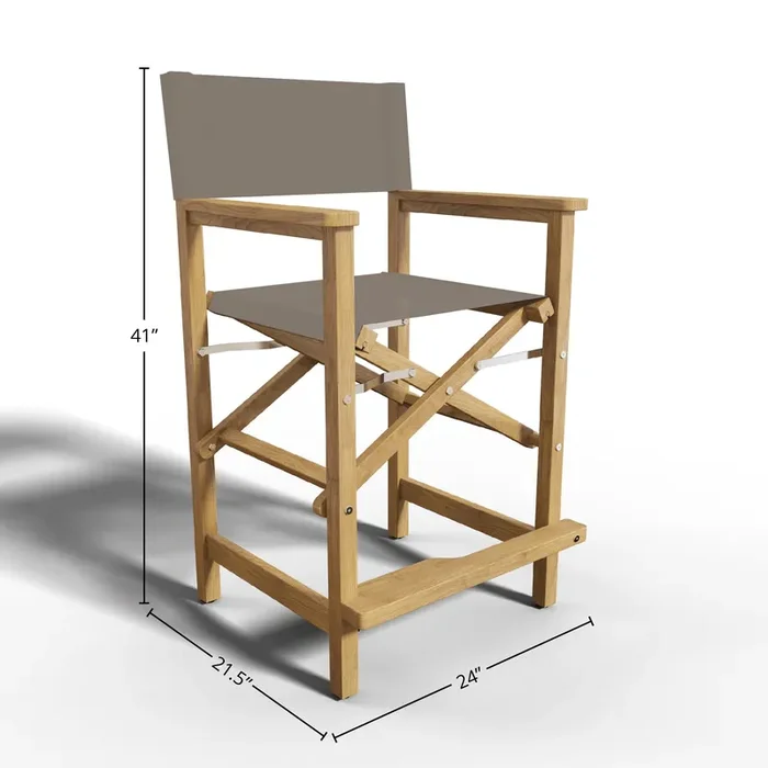 Directeur Teak Outdoor Counter Height Dining Armchair in Taupe