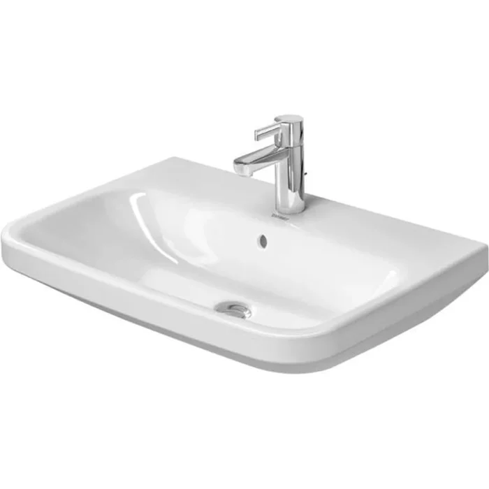 Duravit DuraStyle 25-5/8″ Rectangular Ceramic Wall Mounted Bathroom Sink with Overflow and 3 Faucet Holes at 8″ Centers