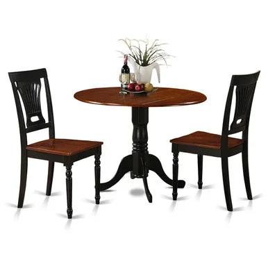 East West Furniture Dublin Wood 3-Piece Dining Set With Black DLPL3-BCH-W