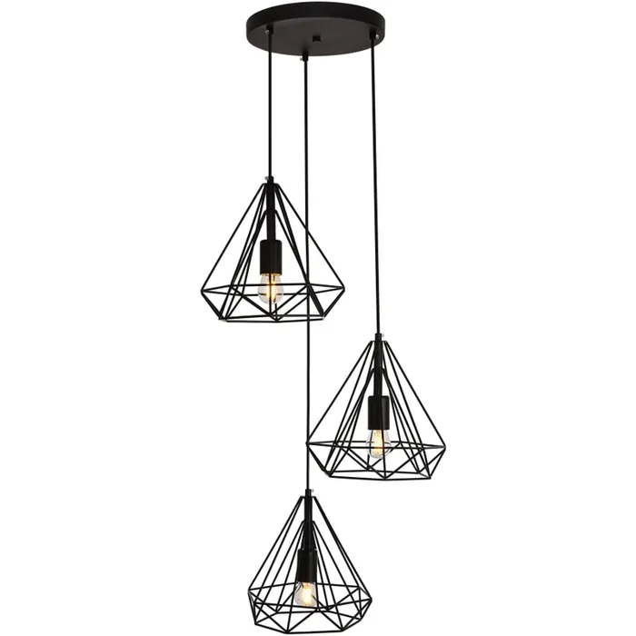 Elegant Lighting Jago 3 Light 18-1/8″ Wide Pendant with Aluminum Shades