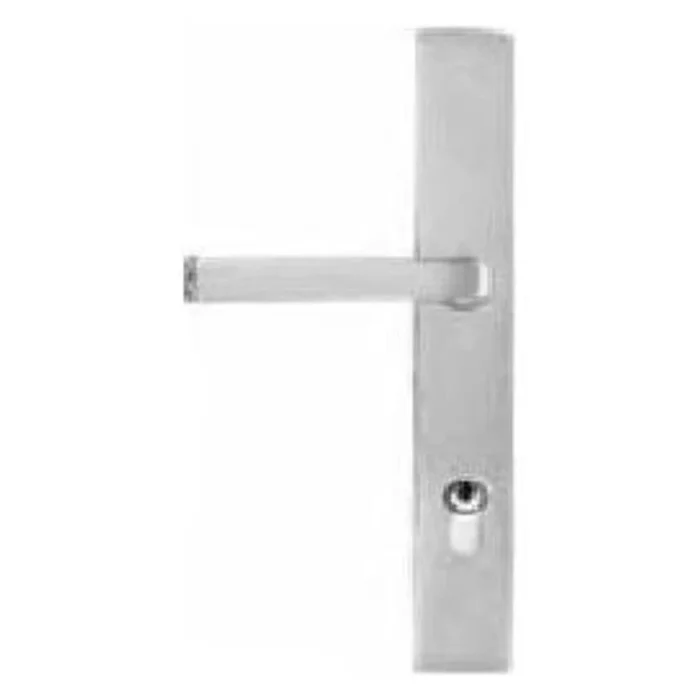 Emtek Stainless Steel Door Configuration 6 Keyed Entry Multi Point Narrow Trim Lever Set with American Cylinder Below Handle