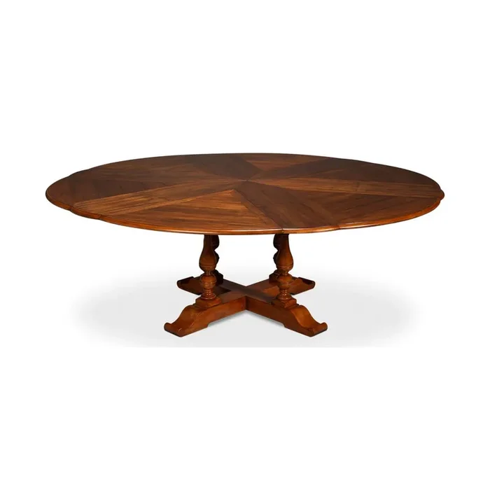 English Round Jupe Dining Table – 100″