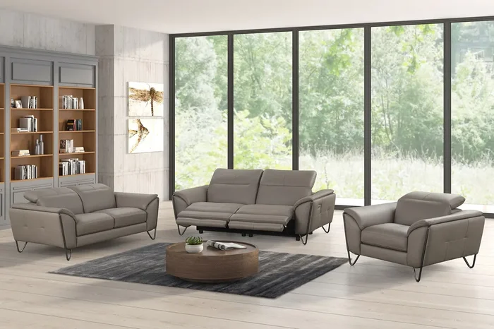 ESF Furniture – Lavinia 3 Piece Living Room Set with Electric Recliners in Chic Grey – LAVINIA-SLC-CHIC GREY