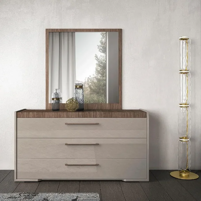 ESF Furniture – Nora Dresser with Mirror in Walnut – NORADRESSER-MIRROR