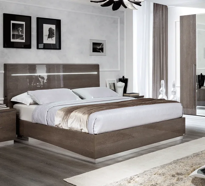 ESF Furniture – Platinum Legno Queen Size Bed in Silver Birch – PLATINUMBEDQSLEGNO