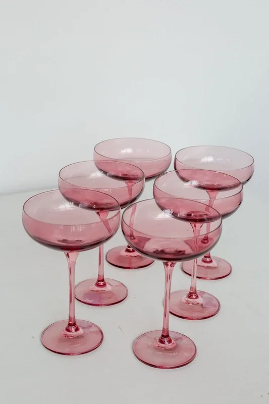 Estelle Colored Champagne Coupe Stemware – Set of 6 {Rose}