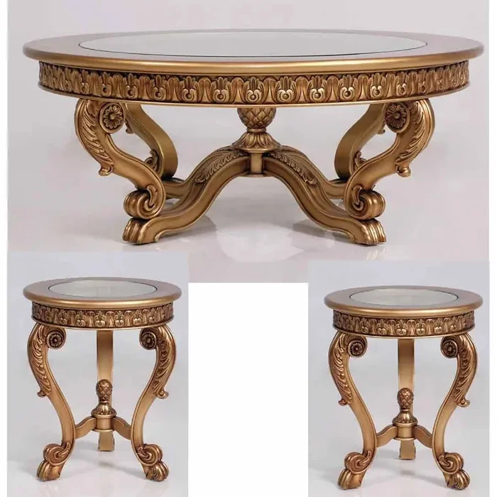 European Furniture – Carlotta 3 Piece Luxury Occasional Table Set in Golden Bronze – 41951-ET-CT