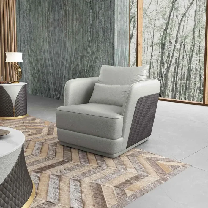 European Furniture – Glamour Chair in Grey-Chocolate – 51618-C