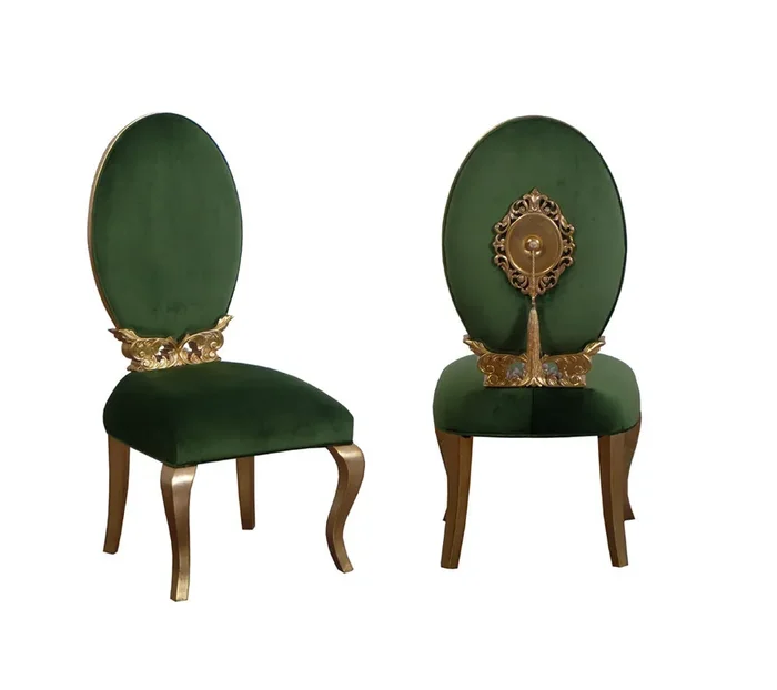 European Furniture – Luxor Luxury Side Chair in Green – Set of 2 – 68582EM-SC