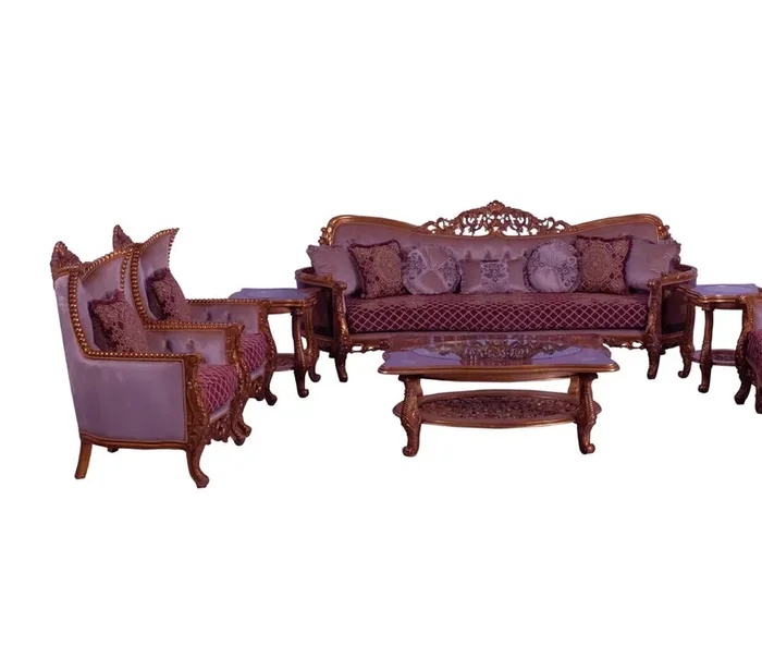 European Furniture – Modigliani 3 Piece Luxury Living Room Set in Red and Gold – 31058-S2C