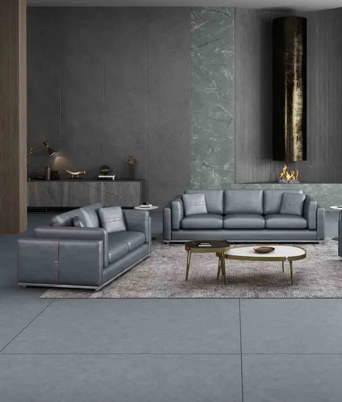 European Furniture – Picasso 2 Piece Living Room Set in Smokey Gray – 25550-2SET