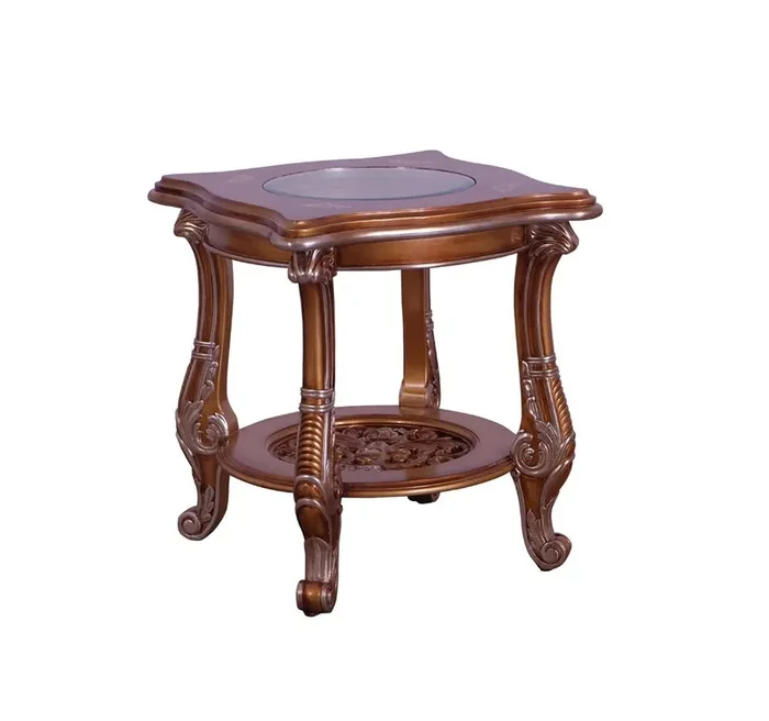 European Furniture – Saint Germain Luxury Side Table in Light Gold & Antique Silver – 35550-ET