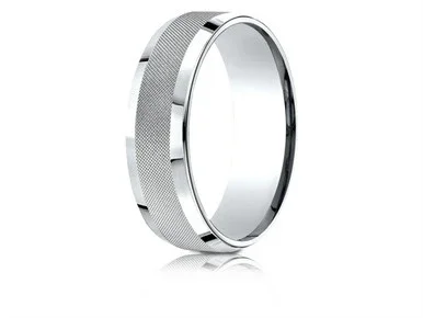 Finejewelers 10 Karat Gold 7mm Comfort-fit High Polish Round Edge Cross Hatch Center Design Band – CF6746910KW13