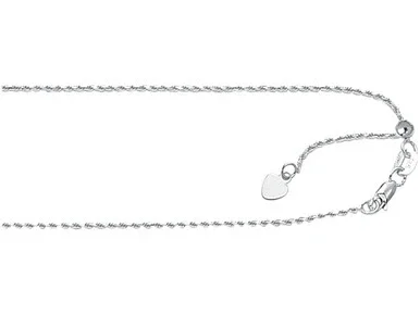 Finejewelers 10 Kt White Gold 10k 22 Inch 1.0mm Bright Cut Adjustable Rope Chain Necklace Lobster Clasp 470261AF