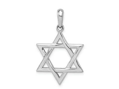 Finejewelers 10 kt White Gold Themed Star of David Charm 33 mm x 18.29 mm