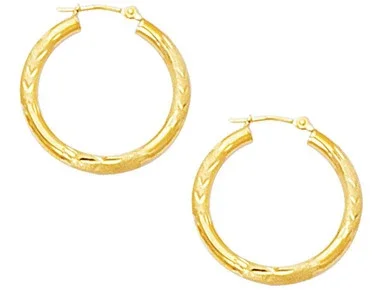 Finejewelers 10 Kt Yellow Gold 10k 3.0mm Bright Cut Round Hoop Earring 470266W